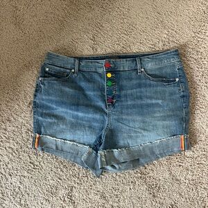 Torrid Denim Shorts with Colorful Button Accents